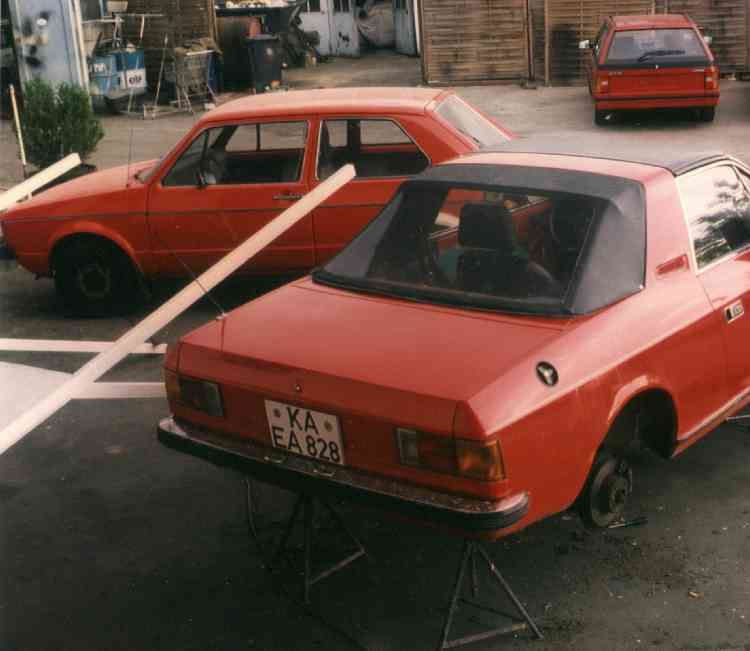Lancia Beta Spider, Baujahr 1981, Ansicht von hinten, aufgebockt